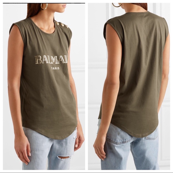 Balmain Logo Button Tank Shirt - Picture 2 of 8